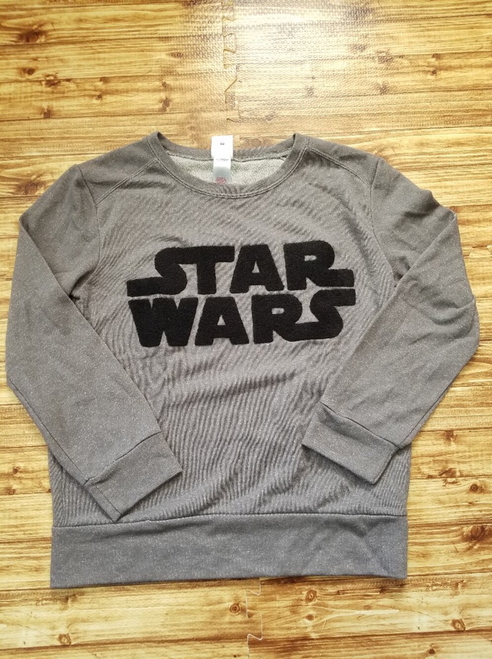 Star Wars Gray Glitter Metallic Sweatshirt 2XL Raised Black Logo Crew Neck